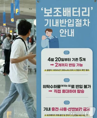 韓国発の機内モバイルバッテリー規制強化、現場で混乱続く…機内充電禁止の周知に課題