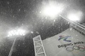 北京冬季五輪、フリースタイルスキー女子エアリアルの会場、雲頂スノーパークに降り続く雪（2022年2月13日撮影）。(c)Marco BERTORELLO / AFP