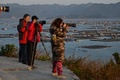中国福建省・霞浦県で、海の写真を撮る観光客ら（2019年12月12日撮影）。(c)HECTOR RETAMAL / AFP