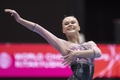 第50回世界体操競技選手権、女子個人総合決勝。演技を終えるロシア体操連盟（RGF）のアンジェリーナ・メルニコワ（2021年10月21日撮影）。(c)Charly TRIBALLEAU / AFP