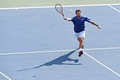 男子テニス、楽天ジャパンオープン、シングルス準々決勝。リターンを狙うスタン・ワウリンカ（2015年10月9日撮影）。(c)AFP/Toru YAMANAKA