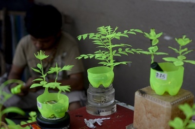 ペットボトルで造花づくり フィリピン・マニラ