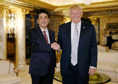 トランプ氏は「信頼できる指導者」 安倍首相、外国首脳初の会談