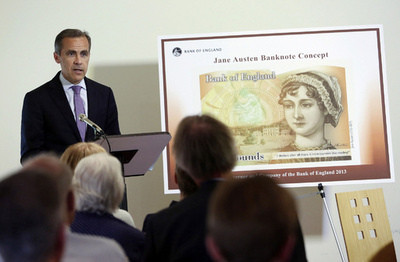 英10ポンド紙幣に作家J・オースティン肖像、「高慢と偏見」「エマ」など