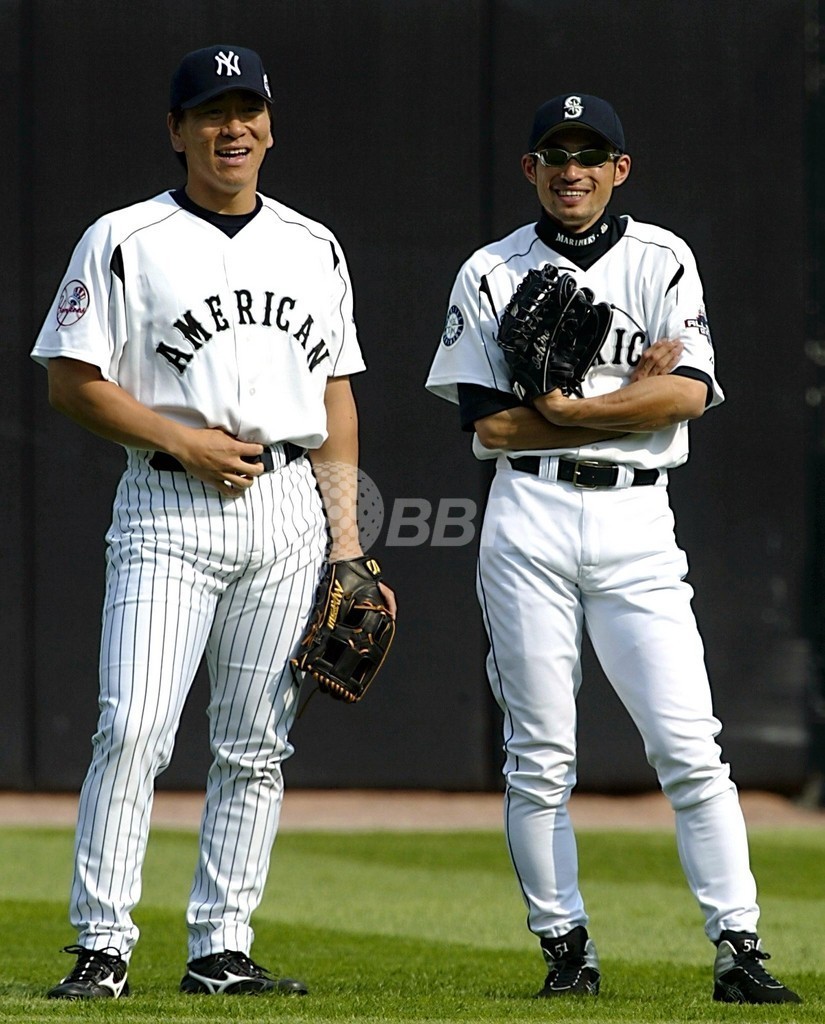 イチロー・松井秀喜 2003年オールスター記念写真　フォアフォールド イチロー＆松井秀喜 直筆サイン入り 2003年 MLBオールスター出場
