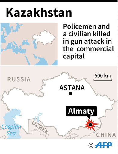 カザフ最大都市、襲撃で警官ら5人死亡、2人逮捕 大統領「テロ」