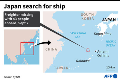 奄美大島沖の貨物船から遭難信号、43人乗船か 海保が捜索