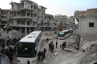 シリアの東グータ、反体制派が最後から2つ目の支配地からも撤退