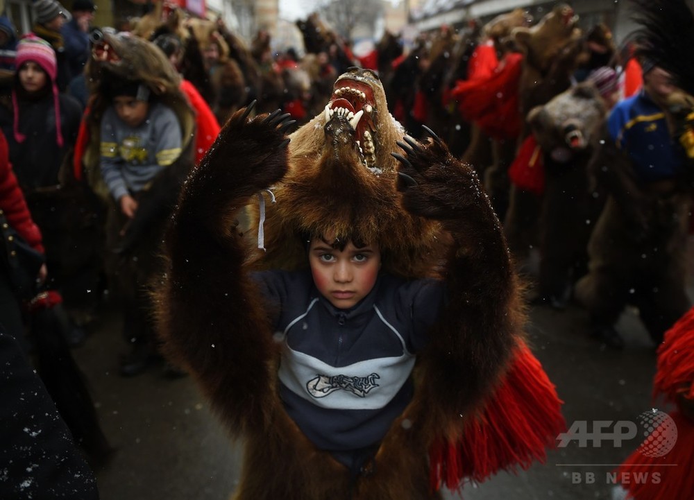 クマの毛皮をかぶって悪霊払い、ルーマニア 写真16枚 国際ニュース：AFPBB News