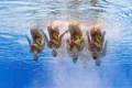 スペイン・バルセロナ（Barcelona）で開催されている第15回世界水泳選手権（15th FINA World Championships）。水中カメラで撮影されたシンクロナイズドスイミング・チームの演技の様子。

チームフリールーティン（FR）予選で演技するカナダの選手（2013年7月23日撮影）。(c)AFP/FRANCOIS XAVIER MARIT