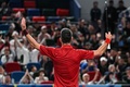 男子テニス、上海オープン、シングルス2回戦。ポイント獲得を喜ぶノバク・ジョコビッチ（2024年10月5日撮影）。(c)Hector RETAMAL/ AFP