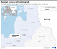 ロシアの飛び地カリーニングラード州の位置を示した地図（2022年6月20日作成）。(c)SOPHIE RAMIS, SYLVIE HUSSON / AFP