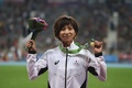 第17回アジア競技大会（17th Asian Games、Asiad）陸上女子100メートルハードル決勝。銅メダルを獲得した木村文子（Ayako Kimura、2014年10月1日撮影）。(c)AFP/MANAN VATSYAYANA