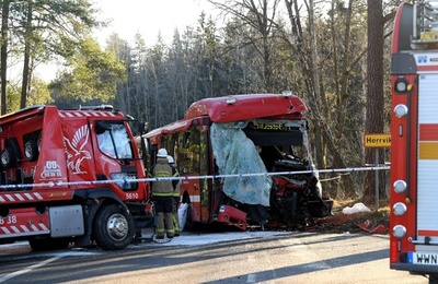 バスとレッカー車衝突、20人負傷 スウェーデン