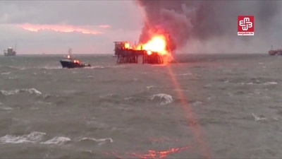 石油施設で火災、1人死亡30人行方不明 アゼルバイジャン