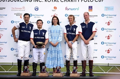 ウィリアム皇太子夫妻、ポロ大会に参加