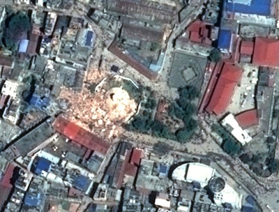 ネパール地震、ダラハラ塔の衛星写真 国連研究所が公開