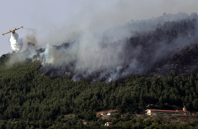 ギリシャ中部で山火事