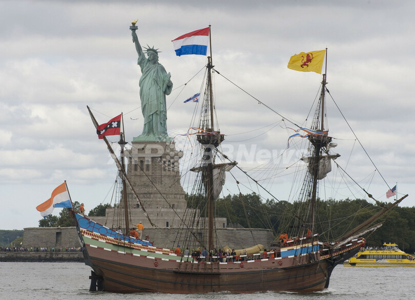 復元オランダ船も登場 英探検家ハドソンのニューヨーク湾到達から400年 写真14枚 国際ニュース Afpbb News