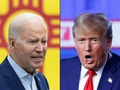 米国のジョー・バイデン大統領とドナルド・トランプ前大統領（2023年8月9日撮影）。(c)Jim WATSON and KAMIL KRZACZYNSKI / AFP