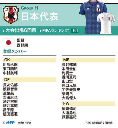 【特集】図解でみるW杯ロシア大会の各国代表メンバー
