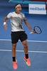 全豪オープンテニス、男子シングルス4回戦。勝利を喜ぶロジャー・フェデラー（2017年1月22日撮影）。(c)AFP/WILLIAM WEST