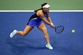 全米オープンテニス、女子シングルス決勝。リターンを狙うジェシカ・ペグラ（2024年9月7日撮影）。(c)ANGELA WEISS/AFP