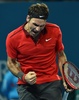 テニス、ブリスベーン国際（Brisbane International 2015）男子シングルス決勝。勝利を喜ぶロジャー・フェデラー（Roger Federer、2015年1月11日撮影）。(c)AFP/Saeed KHAN