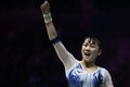 第51回世界体操競技選手権、女子種目別平均台決勝。演技を終えた宮田笙子（2022年11月6日撮影）。(c)Paul ELLIS / AFP