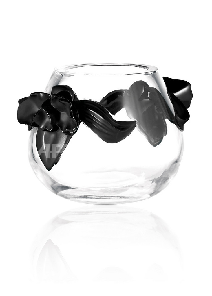 Lalique White in Black. Peacock Lalique Black Glass.