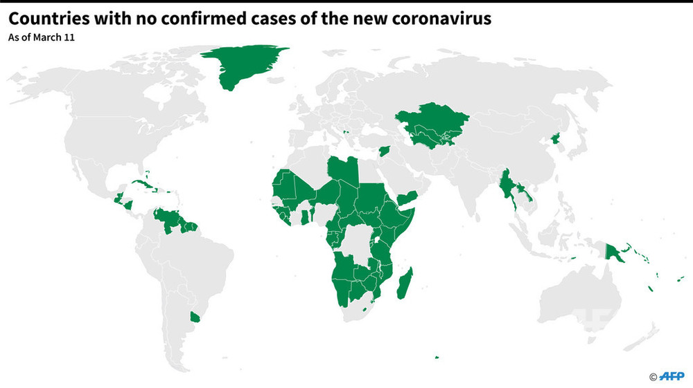 図解 新型コロナ 感染者が確認されていない国と地域 写真1枚 国際ニュース Afpbb News