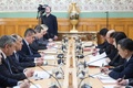 ロシア・モスクワで会談を行う北朝鮮の崔善姫外相（右から2人目）とセルゲイ・ラブロフ外相（左から3人目）。ロシア外務省公開（2024年11月1日提供）。(c)AFP PHOTO / Russian Foreign Ministry