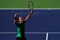 テニス、BNPパリバ・オープン、男子シングルス決勝。勝利を喜ぶロジャー・フェデラー（2017年3月19日撮影）。(c)AFP/Alex Goodlett
