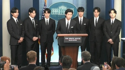 字幕:BTS、米大統領と面会 アジア系ヘイト撲滅訴え