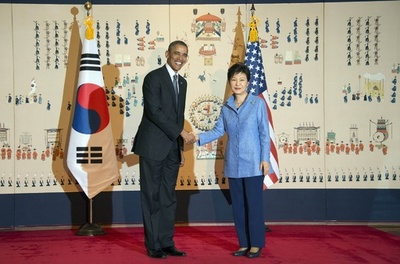 アジア歴訪中のオバマ米大統領、韓国に到着