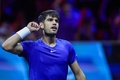 男子テニスの欧州選抜と世界選抜の対抗戦、レーバー・カップ2日目。ポイント獲得を喜ぶ欧州選抜のカルロス・アルカラス（2024年9月21日撮影）。(c)Ronny Hartmann / AFP