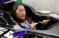 FIA-F4選手権のシーズン開幕を控え、静岡県小山町の富士スピードウェイでインタビューに応じる小山美姫（2016年3月23日撮影）。(c)AFP/TORU YAMANAKA