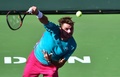 テニス、BNPパリバ・オープン、男子シングルス決勝。サーブを打つスタン・ワウリンカ（2017年3月19日撮影）。(c)AFP/FREDERIC J. BROWN