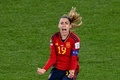サッカー女子W杯オーストラリア・ニュージーランド大会、決勝、スペイン対イングランド。先制点を決めて喜ぶスペインのオルガ・カルモナ（2023年8月20日撮影）。(c)Saeed KHAN / AFP