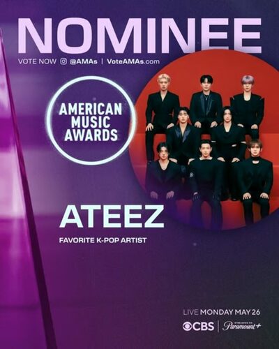ATEEZ、米アメリカン・ミュージック・アワードに初ノミネート