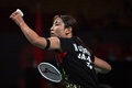 バドミントン、アジア団体選手権、女子準々決勝、日本対中国。試合に臨む奥原希望（2024年2月16日撮影）。(c)Mohd RASFAN / AFP