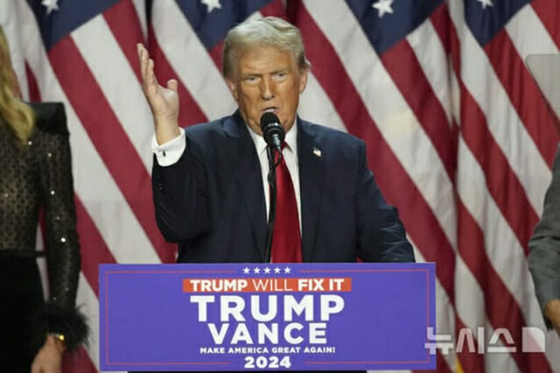 フロリダ州で大統領選挙の勝利宣言をするトランプ氏(c)NEWSIS