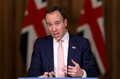 英ロンドンで記者会見するマット・ハンコック保健・社会福祉相（2020年12月23日撮影）。(c)Kirsty Wigglesworth / POOL / AFP