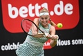 女子テニス、ベット1オープン、シングルス決勝。リターンを打つペトラ・クビトバ（2023年6月25日撮影）。(c)Tobias SCHWARZ / AFP