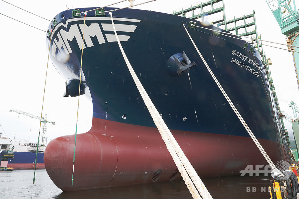 世界最大級のコンテナ船 韓国で完成間近 地球全人口分のチョコパイ積載可能 写真12枚 国際ニュース Afpbb News
