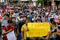 インド・コルカタ（旧カルカッタ）で、研修医レイプ殺人事件をめぐり、市警察責任者の辞任を求めるデモを行う医療従事者（2024年9月2日撮影）。(c)Dibyangshu SARKAR / AFP