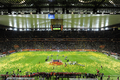 女子サッカーW杯ドイツ大会（FIFA Women&apos;s World Cup 2011）は17日、フランクフルト（Frankfurt）で決勝が行われ、日本は2度の劣勢を跳ね返し、2-2の末に迎えたPK戦で米国を3-1で下して初優勝を飾った。

表彰式が行われたスタジアムの様子（2011年7月17日撮影）。(c)AFP/JOHN MACDOUGALL