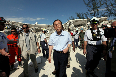 国連事務総長、ハイチ訪問 地震被害の国連機関などを視察