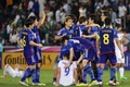 サッカーU-23アジアカップ決勝、日本対ウズベキスタン。優勝を喜ぶ日本の選手（2024年5月3日撮影）。(c)KARIM JAAFAR / AFP