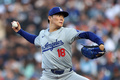 24MLB、サンフランシスコ・ジャイアンツ対ロサンゼルス・ドジャース。先発登板するロサンゼルス・ドジャースの山本由伸（2024年5月13日撮影）。(c)Ezra Shaw/Getty Images/AFP